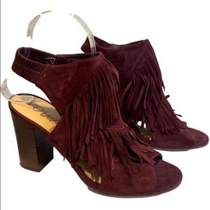 Sam Edelman Port Wine Elaine Fringe Shoes size 6.5